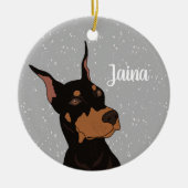 Christmas Doberman Pinscher Keramik Ornament (Vorne)