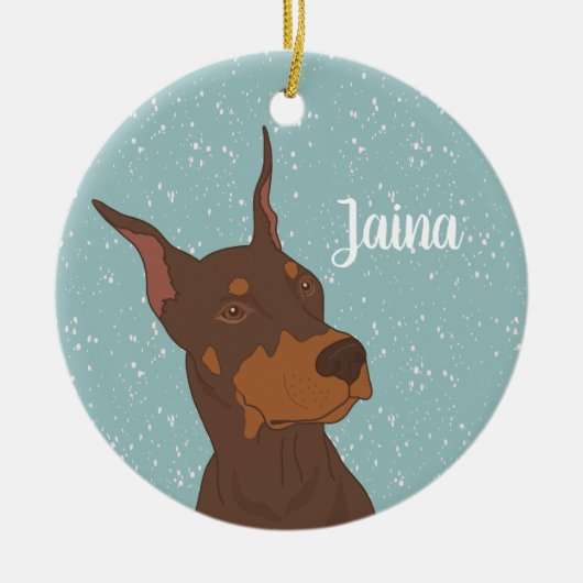 Christmas Doberman Pinscher Keramik Ornament (Vorne)