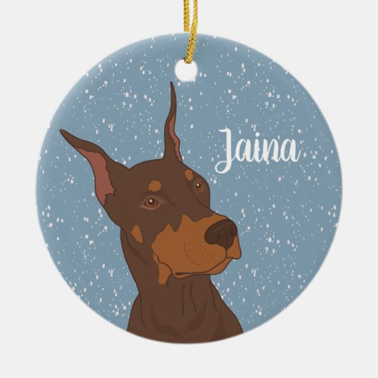 Christmas Doberman Pinscher Keramik Ornament (Vorne)