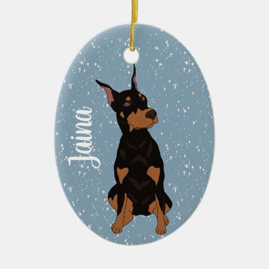Christmas Doberman Pinscher Keramik Ornament (Vorne)