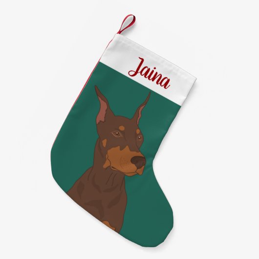 Christmas Doberman Pinscher Kleiner Weihnachtsstrumpf (Vorderansicht (hängend))