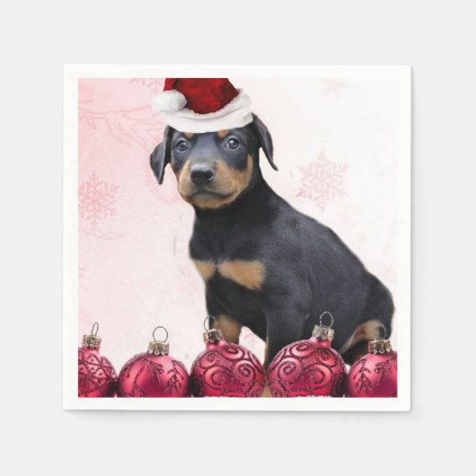 Christmas Doberman Pinscher Welpe Serviette (Vorderseite)