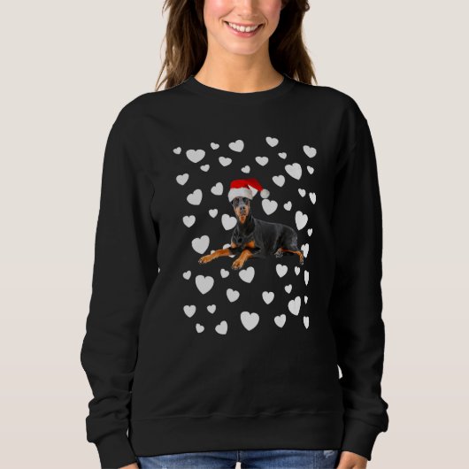 Christmas Doberman Pinscher Xmas Santa Hat Dog Mom Sweatshirt (Vorderseite)