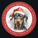 Christmas Doberman Round Stickers<br><div class="desc">Christmas Doberman Round Stickers</div>