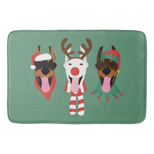 Christmas Dobermann Hunde Badematte (Vorderseite)
