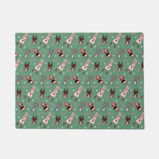 Christmas Dobermann Hunde Fußmatte (Vorderseite)