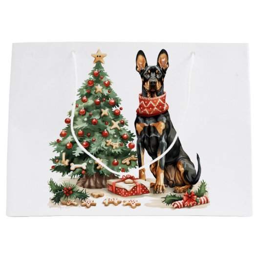 Christmas Dobermann Hunde Große Geschenktüte (Vorderseite)