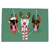 Christmas Dobermann Hunde Große Geschenktüte (Rückseite)