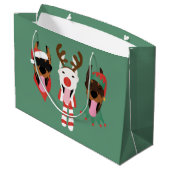 Christmas Dobermann Hunde Große Geschenktüte (Rückseite Schrägansicht)