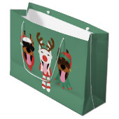 Christmas Dobermann Hunde Große Geschenktüte (Vorderseite Schrägansicht)