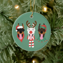 Christmas Dobermann Hunde Keramik Ornament