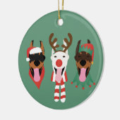 Christmas Dobermann Hunde Keramik Ornament (Links)