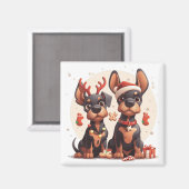 Christmas Dobermann Hunde Magnet (Vorderseite/Rückseite)