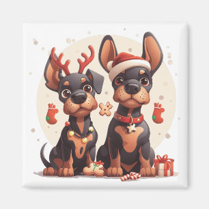 Christmas Dobermann Hunde Magnet
