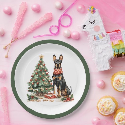 Christmas Dobermann Hunde Pappteller (Party)