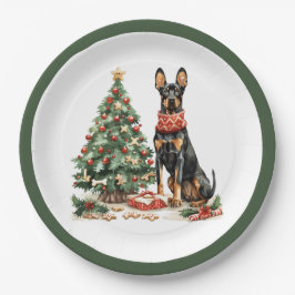 Christmas Dobermann Hunde Pappteller