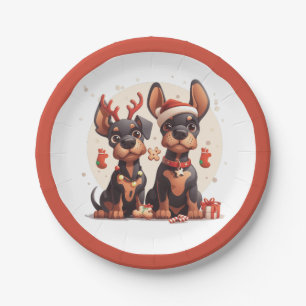 Christmas Dobermann Hunde Pappteller