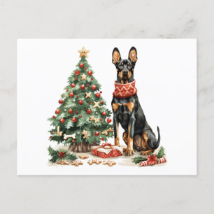Christmas Dobermann Hunde Postkarte