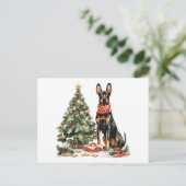 Christmas Dobermann Hunde Postkarte (Stehend Vorderseite)