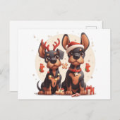 Christmas Dobermann Hunde Postkarte (Vorne/Hinten)