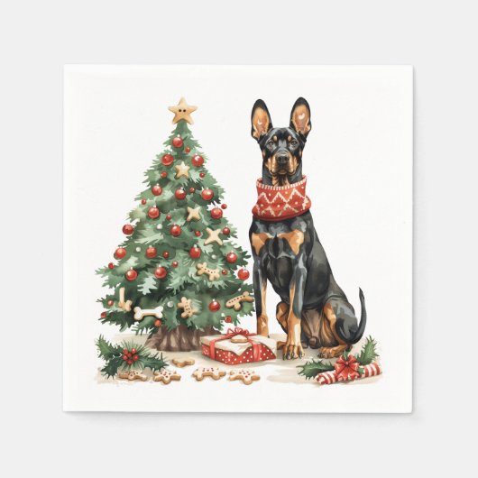 Christmas Dobermann Hunde Serviette (Vorderseite)