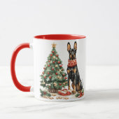 Christmas Dobermann Hunde Tasse (Links)