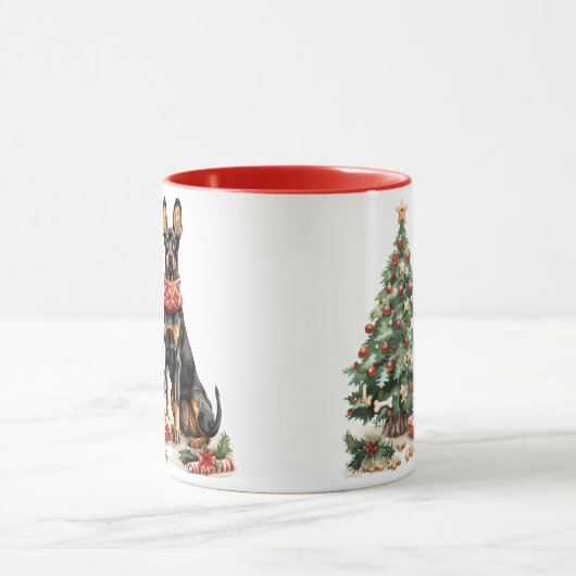 Christmas Dobermann Hunde Tasse (Zentrum)