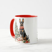 Christmas Dobermann Hunde Tasse (Vorderseite Links)