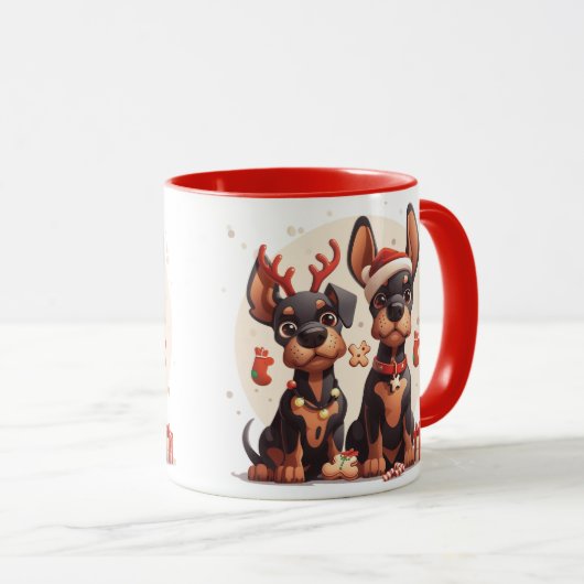 Christmas Dobermann Hunde Tasse (VorderseiteRechts)