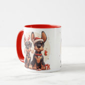 Christmas Dobermann Hunde Tasse (Vorderseite Links)