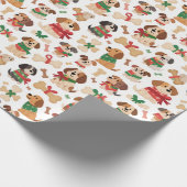 Christmas Dog And Gift Bone Colourful Xmas Geschenkpapier (Ecke)