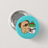 Christmas Dog and Snowman Button (Vorne & Hinten)