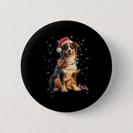 Christmas Dog Australian Shepherd Santa Xmas Women Button (Vorderseite)