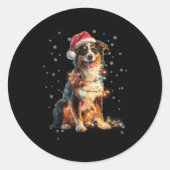 Christmas Dog Australian Shepherd Santa Xmas Women Runder Aufkleber (Vorderseite)