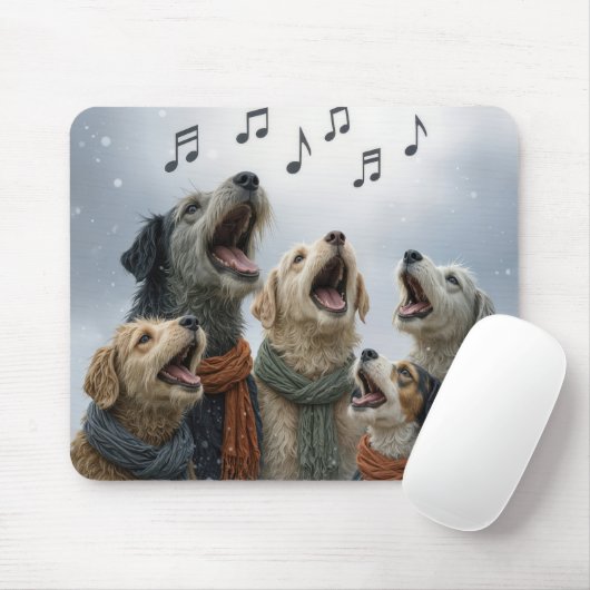 Christmas Dog Carolers In Snowflakes Mousepad (Mit Mouse)
