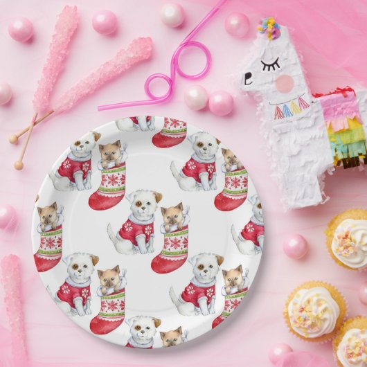 Christmas Dog & Cat Pappteller (Party)