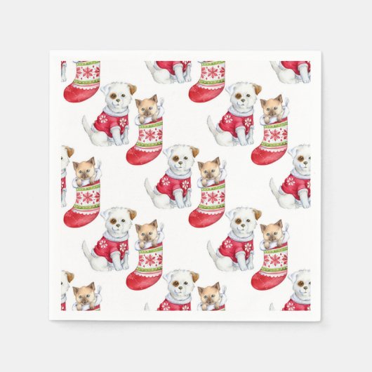 Christmas Dog & Cat Serviette (Vorderseite)