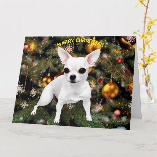 Christmas Dog Chihuahua Karte (Gelbe Blume)