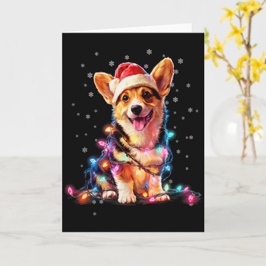 Christmas Dog Corgi Santa Xmas Women Men Kids Karte (Gelbe Blume)