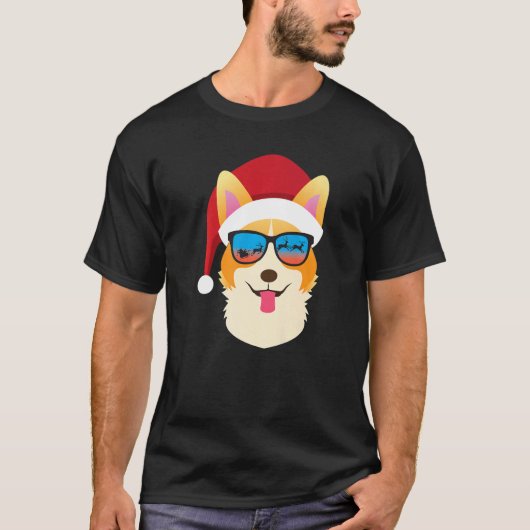 Christmas Dog Cute Corgi Santa Hat T-Shirt (Vorderseite)