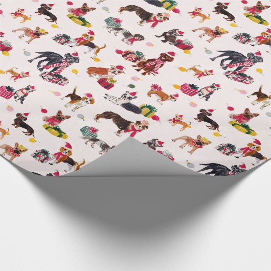 CHRISTMAS DOG CUTENESS CREAM GESCHENKPAPIER (Ecke)