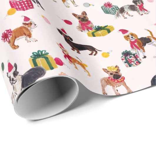 CHRISTMAS DOG CUTENESS CREAM GESCHENKPAPIER (Rolleneckpunkt)