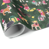 CHRISTMAS DOG CUTENESS EMERALD GESCHENKPAPIER (Rolleneckpunkt)