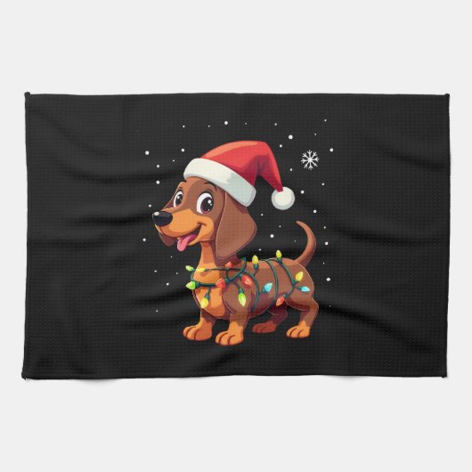Christmas Dog Dachshund Santa Xmas Wiener 3 Geschirrtuch (Horizontal)