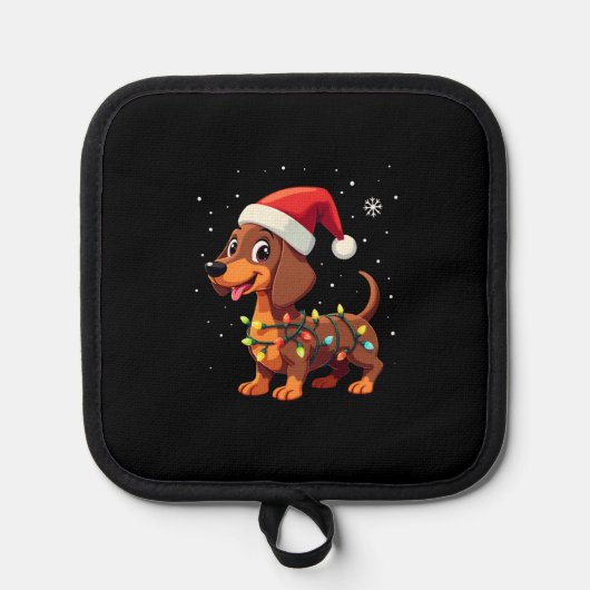 Christmas Dog Dachshund Santa Xmas Wiener 3 Topflappen (Vorderseite)