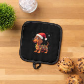 Christmas Dog Dachshund Santa Xmas Wiener 3 Topflappen (Oben Unten)