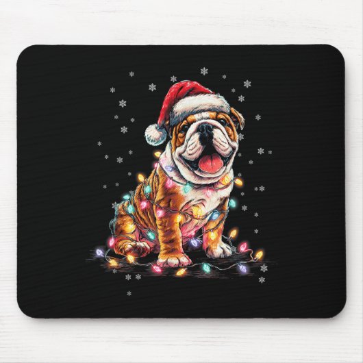 Christmas Dog English Bulldog Santa Xmas Women Men Mousepad (Vorne)