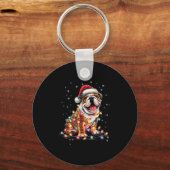 Christmas Dog English Bulldog Santa Xmas Women Men Schlüsselanhänger (Vorderseite)