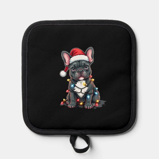 Christmas Dog French Bulldog Xmas Frenchie 3 Topflappen (Vorderseite)
