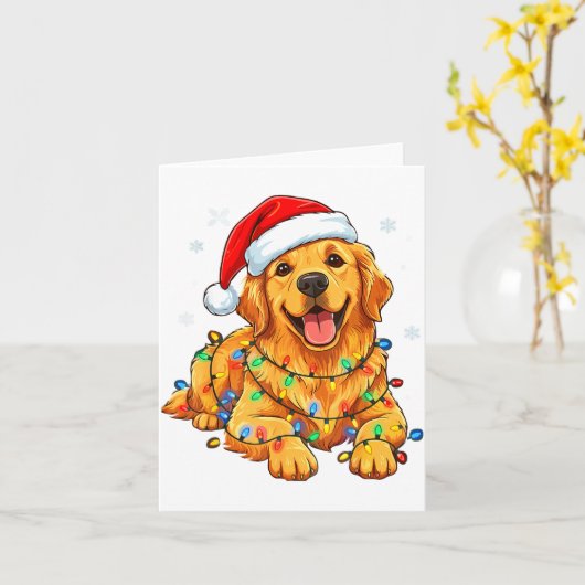 Christmas Dog Golden Retriever Lights Xmas Karte (Gelbe Blume)